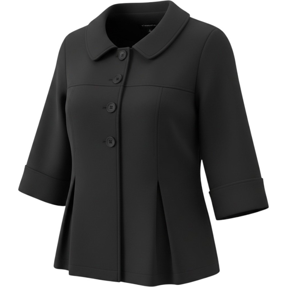 Elementz Black Peplum Button Front Jacket Peter Pan Collar MDKJ0197 Womens XL